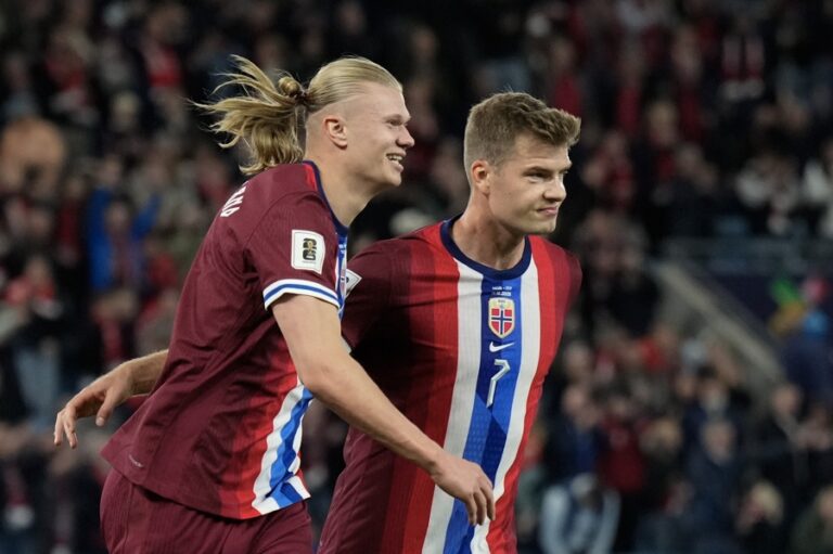 5-0. Triplete de Haaland; Sorloth asiste y Noruega hace pleno
