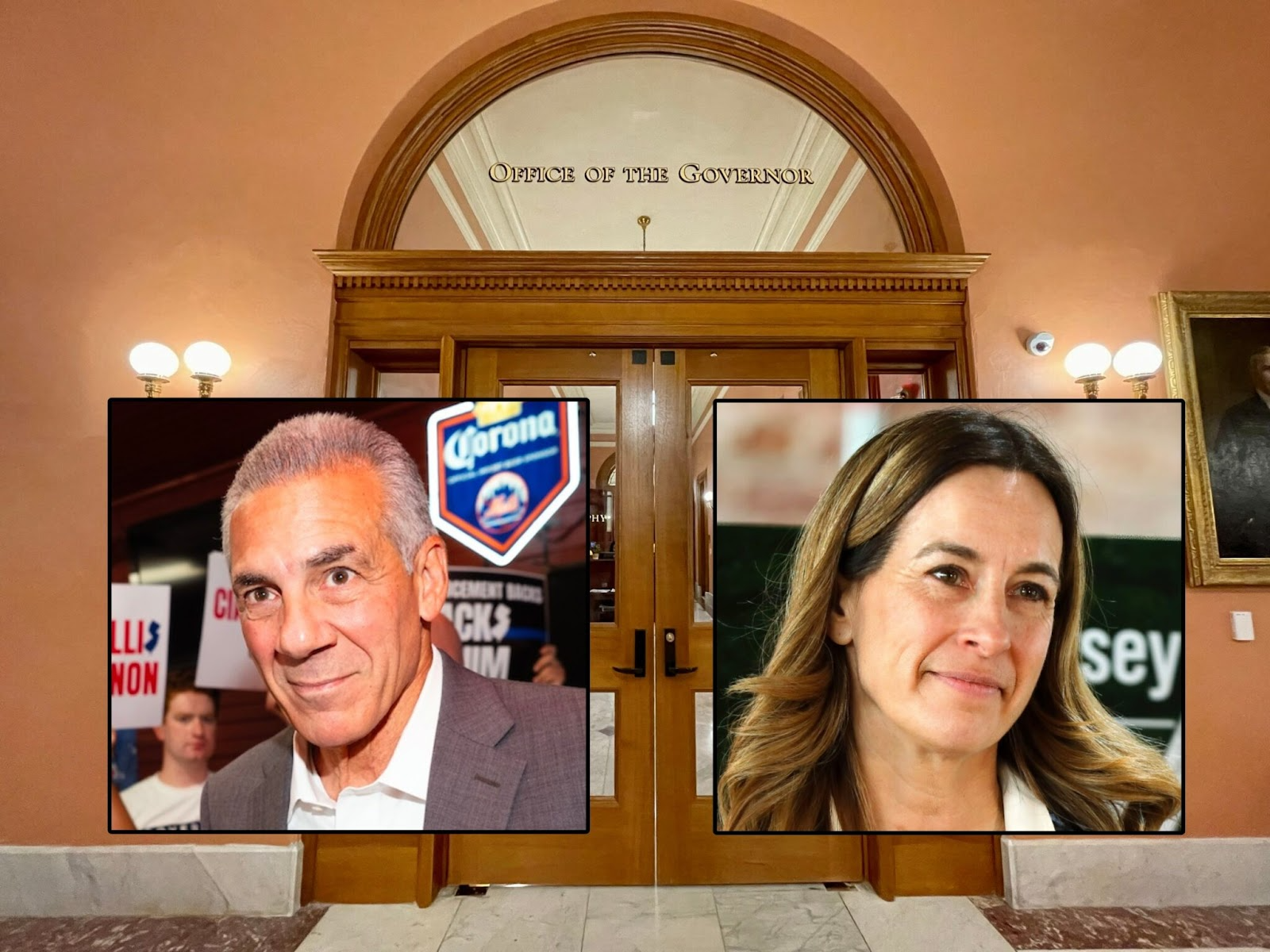 Los aspirantes a la gobernación Jack Ciattarelli (R) y Mikie Sherrill (D) han hecho de la asequibilidad un pilar central de sus campañas. (Fotos de Dana DiFilippo, Hal Brown y Amanda Brown)