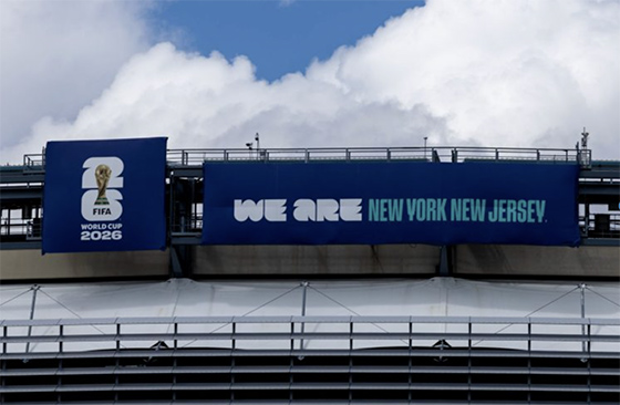 El MetLife Stadium en East Rutherford fue rebautizado como New York New Jersey Stadium en preparación para la Copa Mundial, el 20 de abril de 2026. (Foto de Anne-Marie Caruso/New Jersey Monitor)