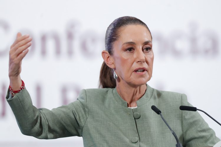 Mexico's President Claudia Sheinbaum attends a press conference at the National Palace in Mexico City, Mexico, on Wednesday. May 14, 2025. EFE/ Isaac Esquivel