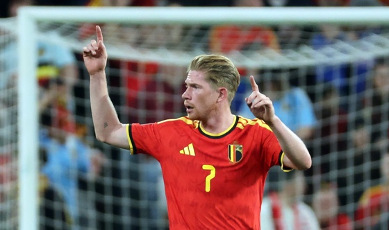 Kevin De Bruyne celebra el 2-0 de Bélgica ante Turquía. EFE/EPA/OLIVIER HOSLET