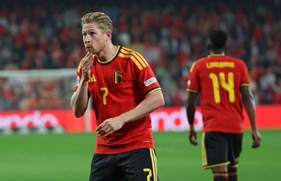 Kevin De Bruyne celebra el 1-0 de Bélgica ante Turquía. EFE/EPA/OLIVIER HOSLET
