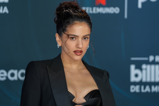 La cantante española Rosalía posa en la alfombra azul de los Premios Billboard de la Música Latina este jueves en el James L. Kinght Center en Miami, Florida (EE.UU.). EFE/ Alberto Boal