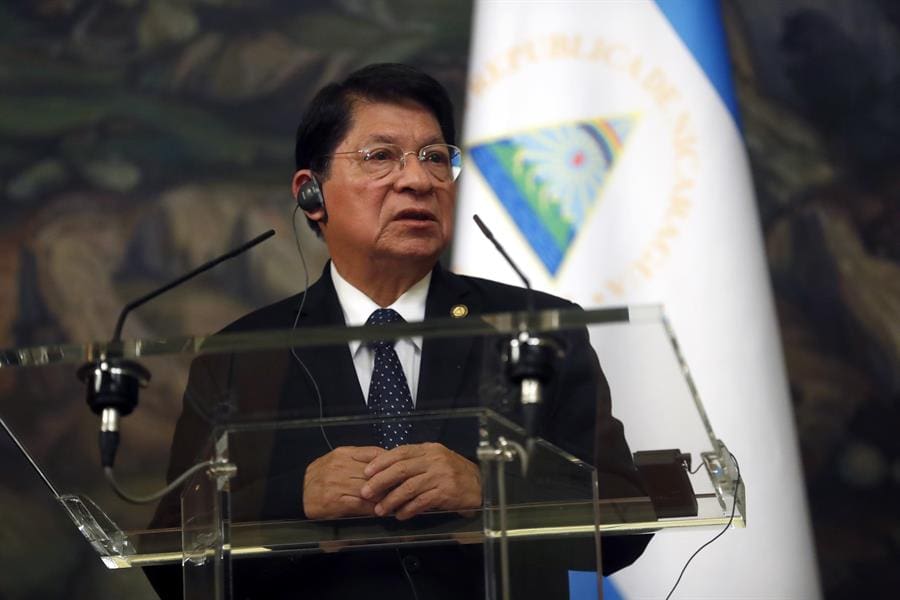 (FILE). Former Minister of Foreign Affairs of Nicaragua Denis Moncada attends a joint press conference with the Russian Foreign Minister following their meeting in Moscow, Russia, 30 March 2023. EFE/EPA/MAXIM SHIPENKOV / POOL