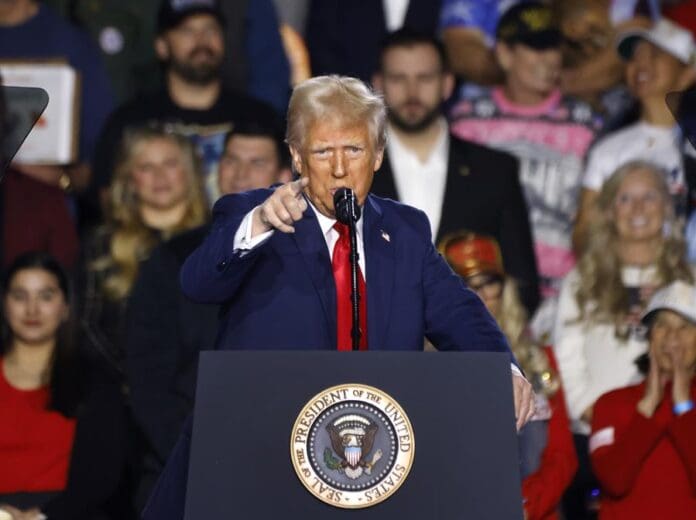 US President Donald J. Trump speaks at an event at the Circa Resort and Casino in Las Vegas, Nevada, US, 25 January 2025. EFE-EPA/BIZUAYEHU TESFAYE