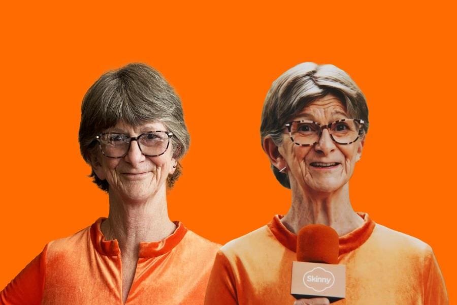 An image provided by telecoms company Skinny shows its AI-generated brand ambassador Liz Wright, who the company says is the world's first real person to be digitally cloned by AI for advertising purposes. EFE/HANDOUT/SKINNY
