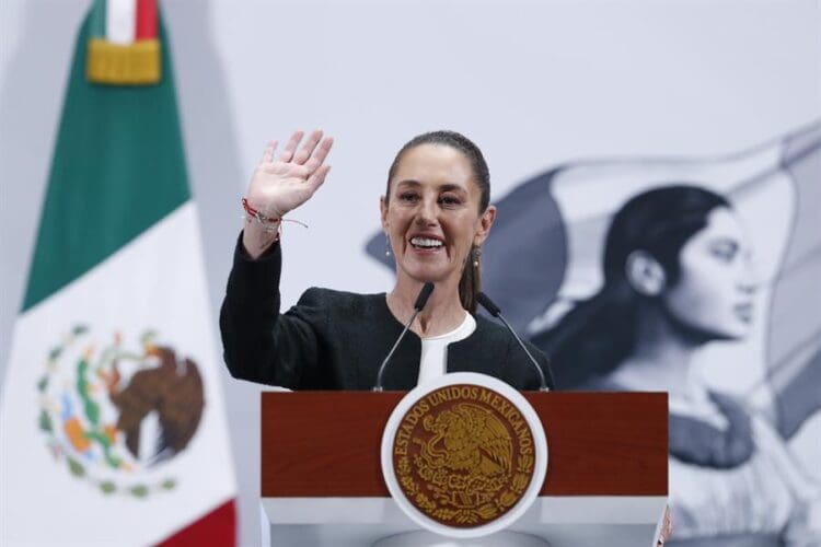 Mexico's President Claudia Sheinbaum speaks during a news conference Thursday at the National Palace in Mexico City, Mexico. March, 6, 2025. EFE/Mario Guzmán