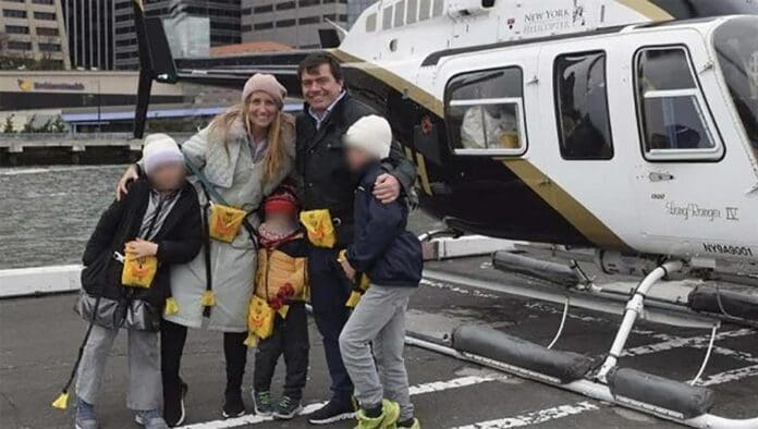 Spaniard Agustín Escobar Cañadas, director of Siemens, his wife, Mercè Camprubí Montal, and their three children photographed before boarding the helicopter that crashed into Hudson River, New York City, 10 April 2025. EFE-EPA/New York Helicopter Tours LLC