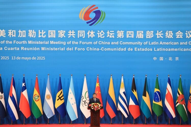 Chinese President Xi Jinping speaks during the opening ceremony of the Fourth Ministerial meeting of the Forum of China and the Community of Latin American and Caribbean (CELAC) countries, in Beijing, China, 13 May 2025. EFE-EPA/ANDRES MARTINEZ CASARES