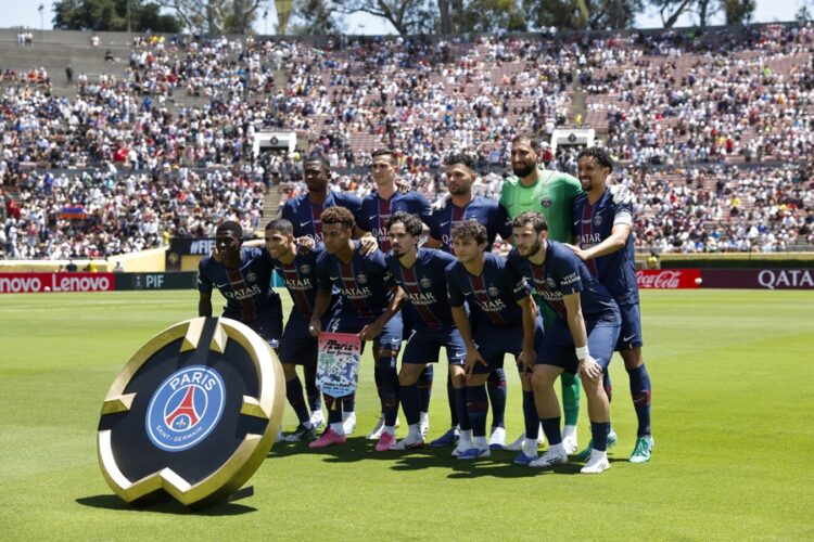 Paris Saint-Germain poses for a team photo ahead of the FIFA Club World Cup 2025 group stage match between Paris Saint-Germain and Atletico Madrid in Pasadena, California, USA, Jun. 15, 2025. EFE/EPA/CAROLINE BREHMAN