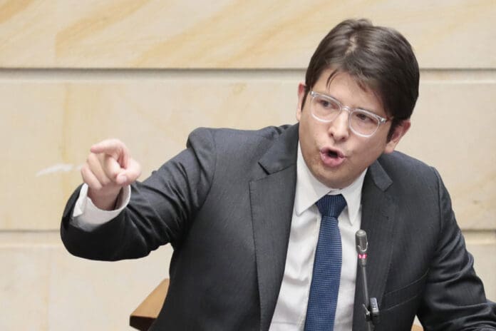 (FILE) Photo of Senator Miguel Uribe in Congress in Bogota, Colombia, 13 May 2025. EFE-EPA/Carlos Ortega