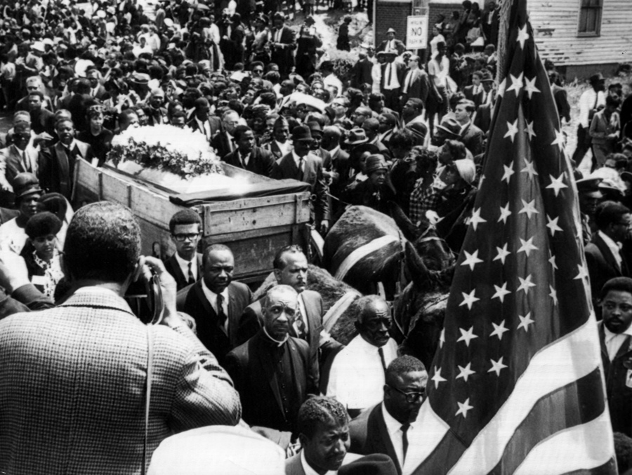 (FILE) Martin Luther King's casket is carried from the church to Morehouse College for the funeral services, Atlanta, US, Apr. 9, 1968. EFE/UPI