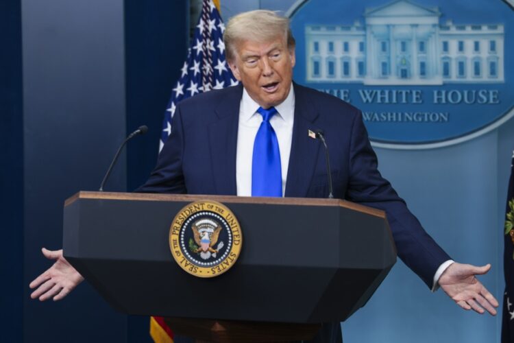 (FILE) - US President Donald J. Trump responds to a question from the news media during a press conference in the briefing room of the White House in Washington, DC, USA, Jun. 27, 2025. Earlier in the day, the Supreme Court ruled in the Trump administration's favor to curb nationwide injunctions on the president's birthright citizenship order. EFE/EPA/SHAWN THEW