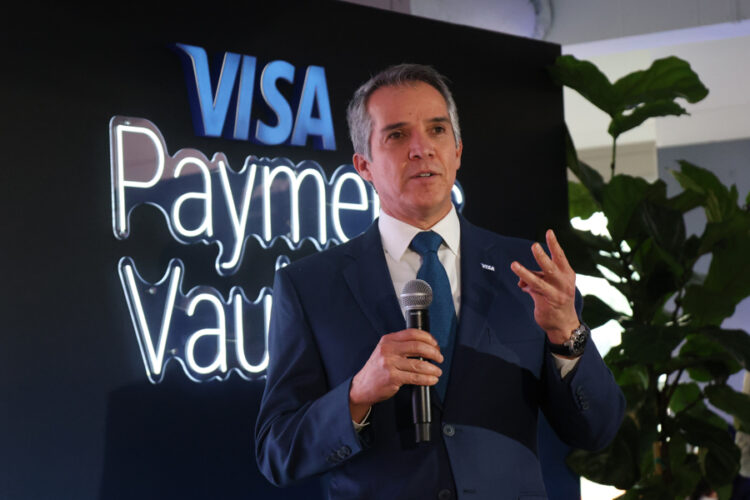 Eduardo Coello, Visas president for Latin America and the Caribbean, speaks during an event on Wednesday in Washington, United States. EFE/Octavio Guzman