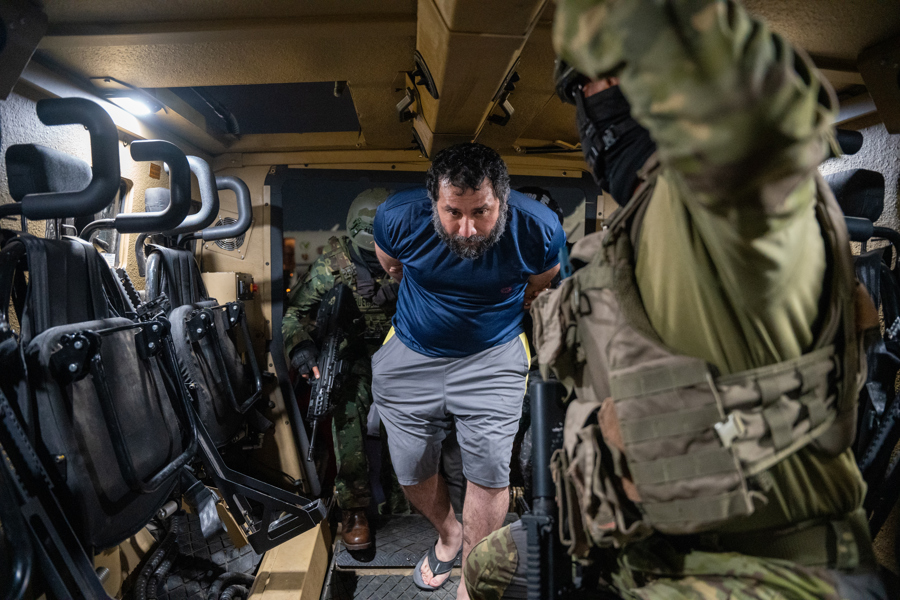 (FILE). File photo of alleged drug trafficker José Adolfo Macías Villamar, alias "Fito," in custody upon his arrival at the Guayaquil Air Base, Ecuador. June 25, 2025. EFE/ Mauricio Torres