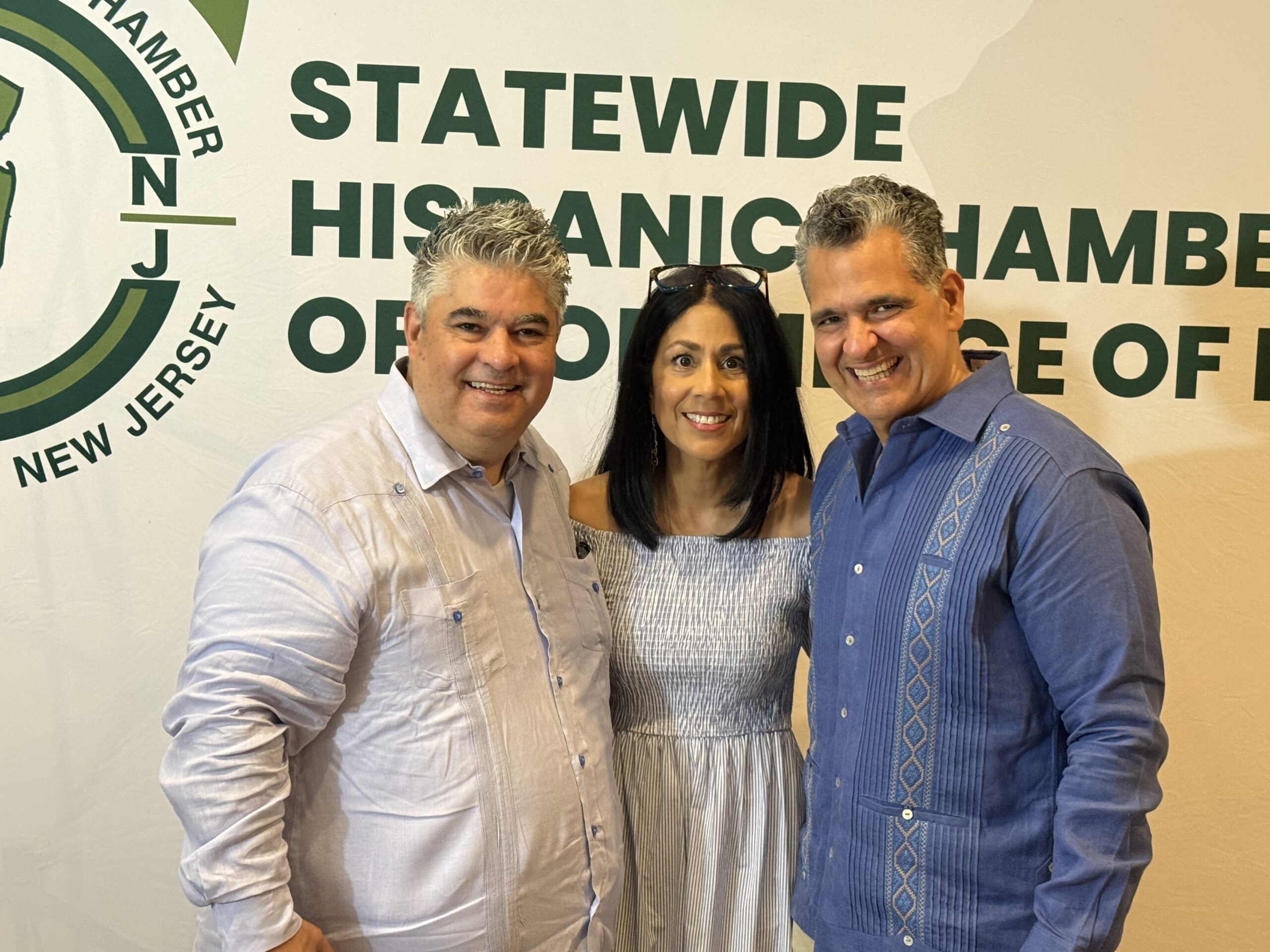 Chairman Luis O. De La Hoz, Aixa López, Chief of Staff and CEO and President Carlos Medina at the 2025 Hispanic Business Expo at the Pines Manor in Edison, NJ.