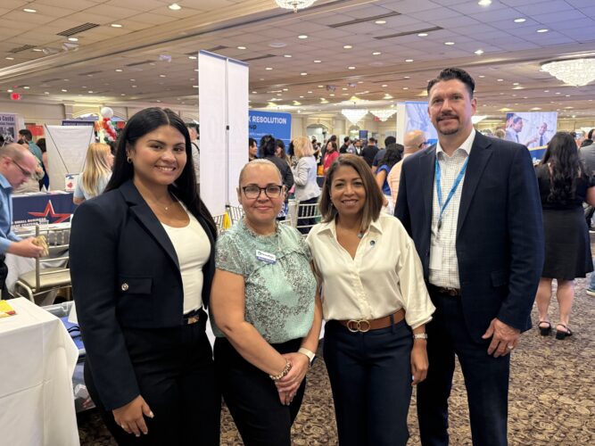 ania López and other Ocean First Bank executives at the 2025 Hispanic Business Expo at the Pines Manor in Edison, NJ.