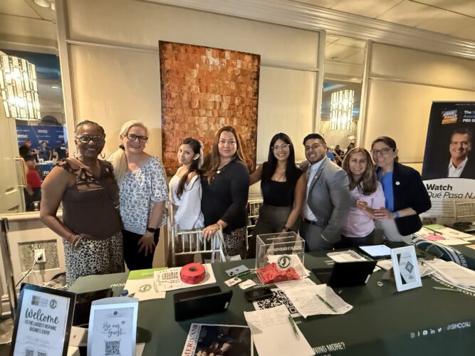 Some of the staff members of the Statewide Hispanic Chamber of Commerce of New Jersey at the 2025 Hispanic Business EXpo at the Pines Manor in Edison, NJ.