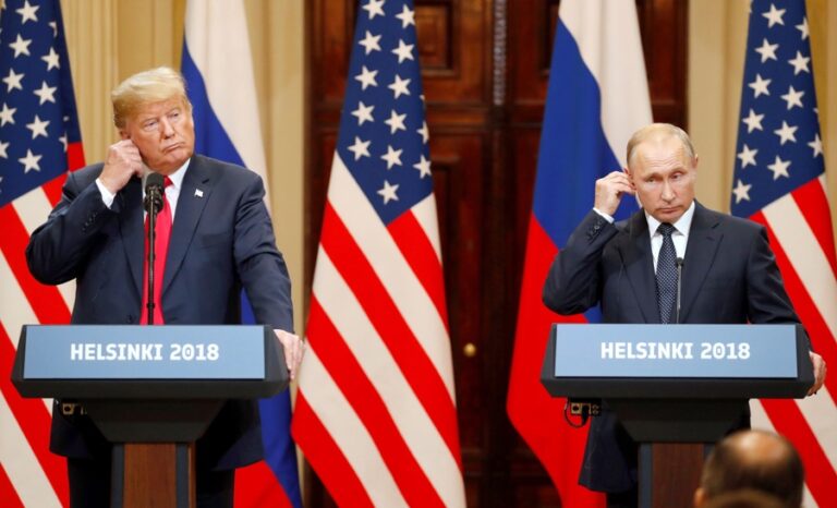 [FILE] US President Donald J. Trump (L) and his Russian counterpart, Vladimir Putin (R), at a joint press conference following their formal summit at the Presidential Palace in Helsinki, Finland, July 16, 2018. EFE/FILE/Anatoly Maltsev