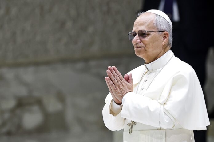 Pope Leo XIV during the weekly general audience in the Paul VI Hall, Vatican City, 20 August 2025. EFE/EPA/ANGELO CARCONI