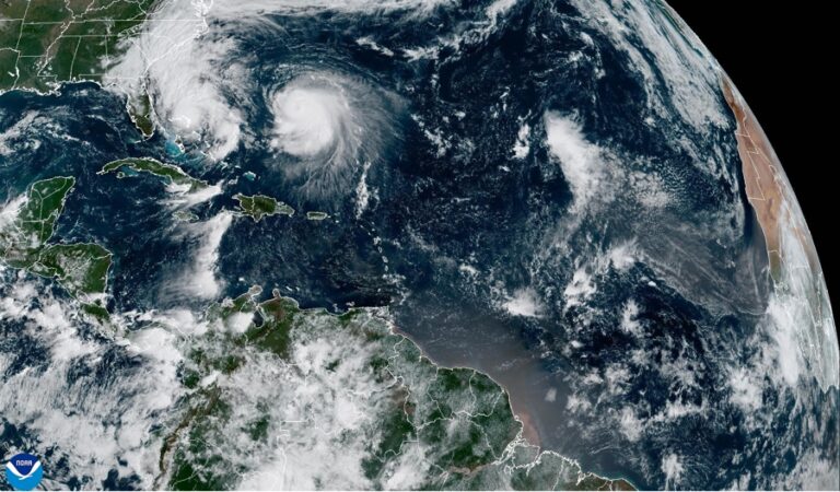 Storm Imelda will bring rain to the southeastern US as Hurricane Humberto subsides.