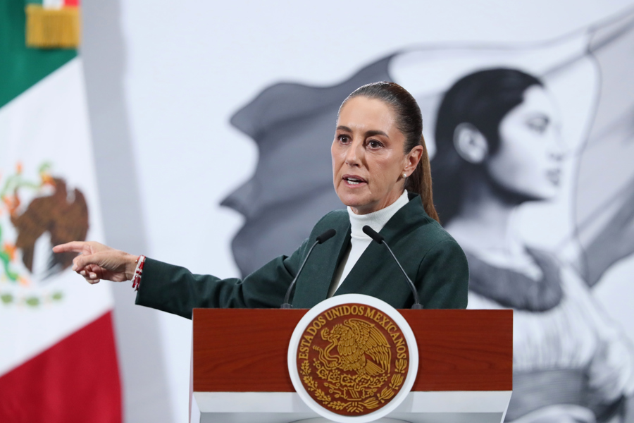 Mexico's President Claudia Sheinbaum speaks during a press conference at the National Palace, in Mexico City, Mexico Oct 17,2025.EFE/Mario Guzmán