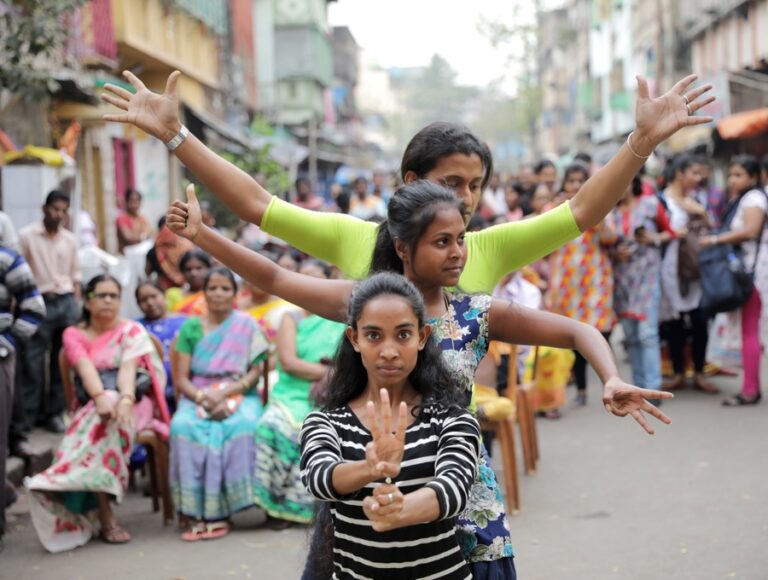 [FILE] Children of sex workers perform dance as the sex workers' forum Durber Mahila Samannay Committee stage a rally on Sex Worker Rights Day at Sonagachi red light district in Kolkata, Eastern India, 03 March 2020. EFE-EPA/PIYAL ADHIKARY