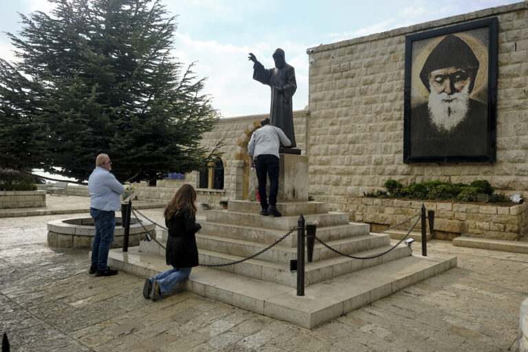 The tomb of Lebanon’s most famous saint is preparing to receive a pope for the first time
