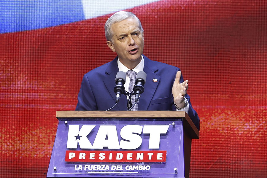 Chile's president-elect, the far-right Jose Antonio Kast, delivers a speech in Santiago, Chile, 14 December 2025. EFE/ Elvis Gonzalez