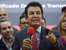 Honduran presidential candidate Salvador Nasralla speaks during the presentation of copies of the voting records in Tegucigalpa, Honduras, 02 December 2025. EFE/ STR