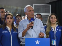 Presidential candidate of Honduras for the National Party, Nasry Asfura, speaks after the electoral day in Tegucigalpa, Honduras, 30 November 20225. EFE/ STR