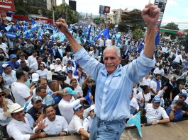 ile photo from November 8, 2025, of then-presidential candidate Nasry Asfura of Honduras reacting during an event in Tegucigalpa, Honduras. EFE/Gustavo Amador