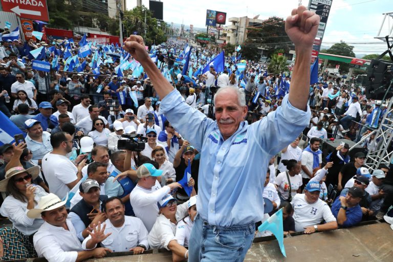 ile photo from November 8, 2025, of then-presidential candidate Nasry Asfura of Honduras reacting during an event in Tegucigalpa, Honduras. EFE/Gustavo Amador