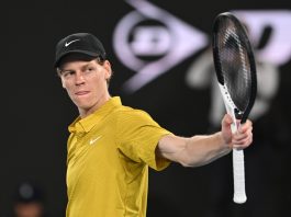 Jannik Sinner of Italy celebrates winning the Mens 3rd round match against Eliot Spizzirri of USA on day 7 of the 2026 Australian Open tennis tournament at Melbourne Park in Melbourne, Australia, 24 January 2026. EFE/EPA/LUKAS COCH AUSTRALIA AND NEW ZEALAND OUT