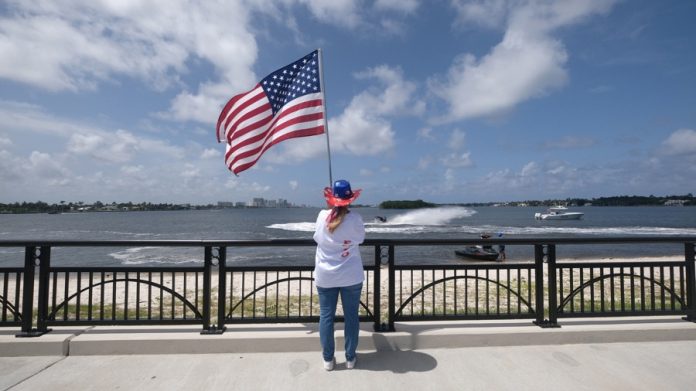 (FILE) People gather for a rally in support of former US President Donald Trump near Trump's home at the Mar-a-Lago club in West Palm Beach, Florida, USA. EFE/EPA/KAKO ESCALONA