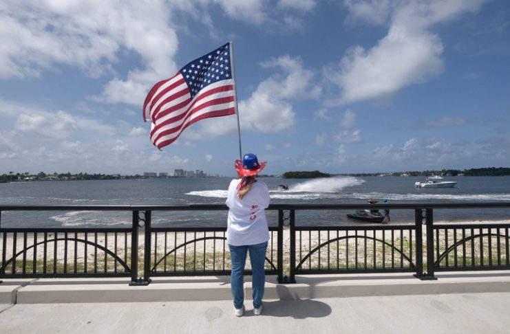 (FILE) People gather for a rally in support of former US President Donald Trump near Trump's home at the Mar-a-Lago club in West Palm Beach, Florida, USA. EFE/EPA/KAKO ESCALONA