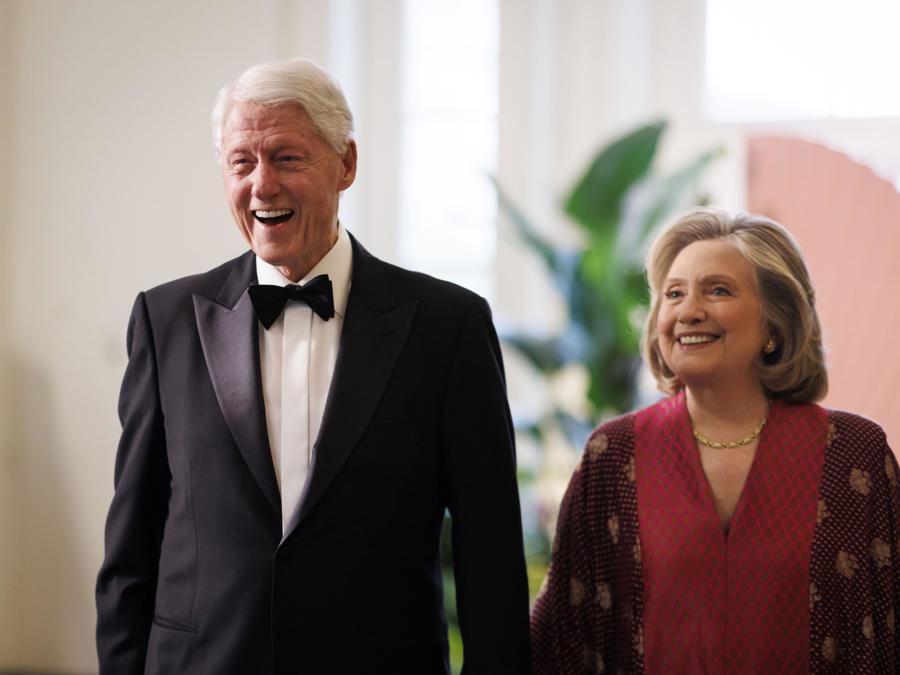 (FILE) Former US President Bill Clinton, and former US Secretary of State Hillary Rodham Clinton at the White House, in Washington, DC, USA, 10 April 2024. EFE/EPA/Ting Shen / POOL