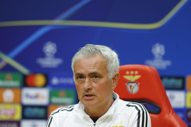 Benfica head coach Jose Mourinho attends a press conference in Seixal, Portugal. Feb. 16, 2026. EFE/EPA/ANTONIO PEDRO SANTOS