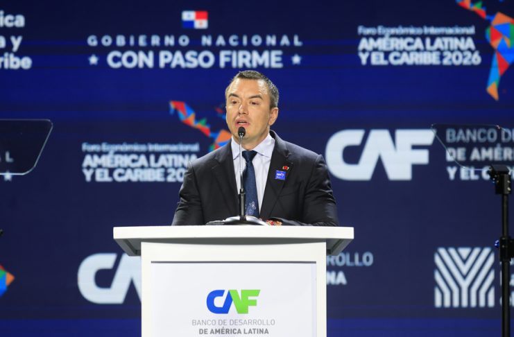 FILE). Ecuadorian President Daniel Noboa speaks at the 2026 Latin America and Caribbean International Economic Forum on Wednesday in Panama City, Panama. Jan. 27, 2026. EFE/ Bienvenido Velasco
