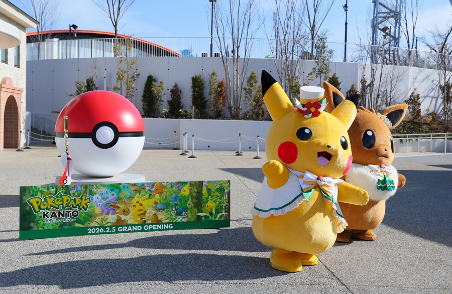 Pokemon characters attend the opening ceremony of PokePark Kanto in Inagi City, Tokyo, Japan, 05 February 2026. EFE-EPA/JIJI PRESS