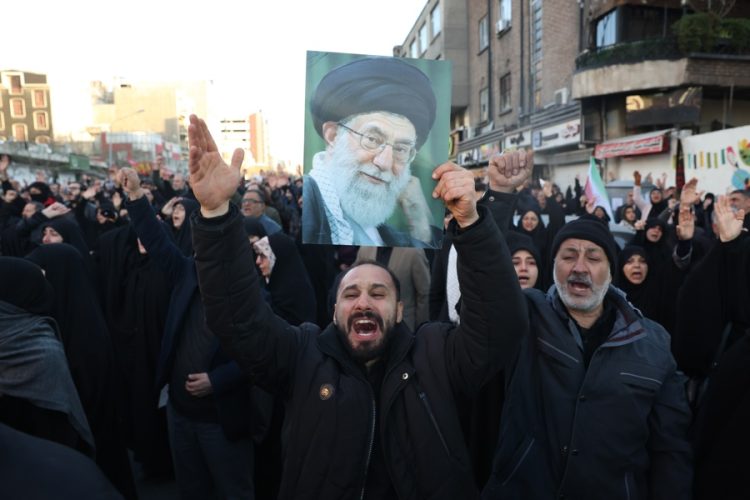 Mourners react following the death of Iranian Supreme Leader Ayatollah Ali Khamenei; at Enqelab Square in Tehran, Iran, 01 March 2026. EFE-EPA/ABEDIN TAHERKENAREH
