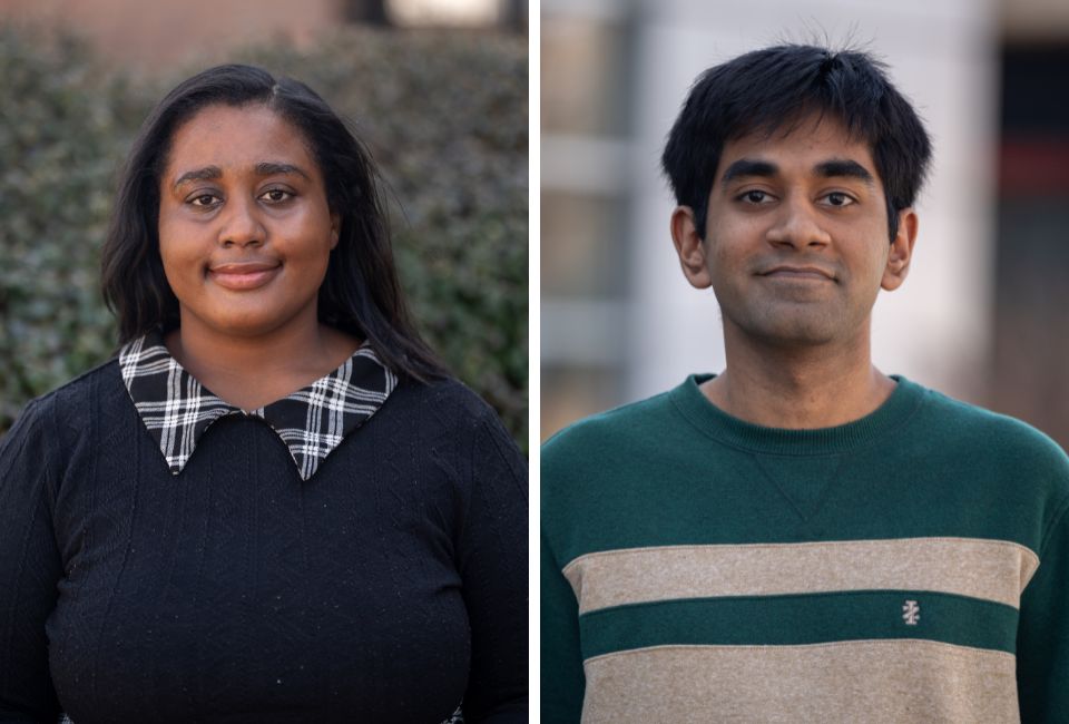 Computer science students Laila Diaz and Hassan Ibrahim participated in the semester-long program with the New Jersey State Office of Innovation to explore the application of artificial intelligence in the public sector.