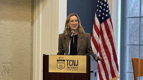Governor Mikie Sherrill at an event at the The College of New Jersey in Trenton.
