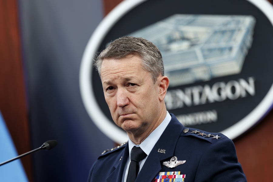 US Chairman Joint Chiefs of Staff Dan Caine speaks during a press briefing at the Pentagon, Washington, DC, US, March 02, 2026. EFE/EPA/WILL OLIVER