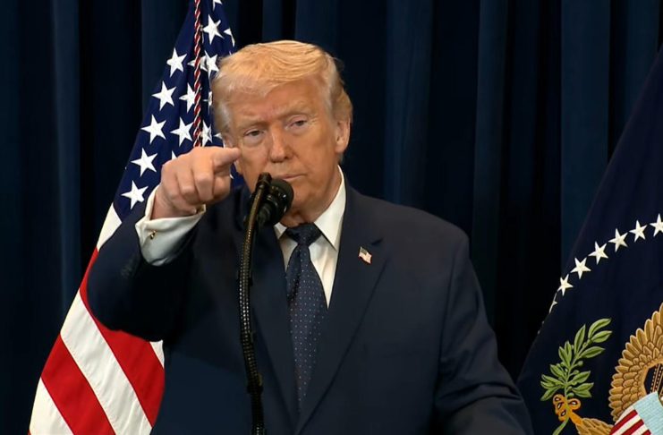 Video capture of a White House broadcast of US President Donald Trump during a press conference on March 9, 2026 in Miami, USA. EFE/The White House