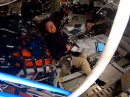 Video still provided by NASA showing astronauts Reid Wiseman, Victor Glover, Christina Koch, and Jeremy Hansen aboard the Orion capsule on Monday, six days after the start of the Artemis II mission, April 6, 2026. EFE/ NASA