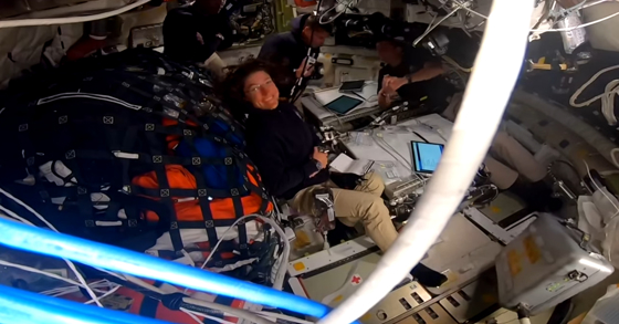 Video still provided by NASA showing astronauts Reid Wiseman, Victor Glover, Christina Koch, and Jeremy Hansen aboard the Orion capsule on Monday, six days after the start of the Artemis II mission, April 6, 2026. EFE/ NASA
