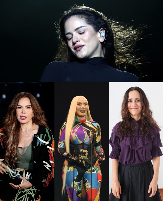 A montage of archive photos featuring the honorees of Billboard's 2026 Latin Women in Music Awards: (top) Spain's Rosalía, who will be crowned 'Woman of the Year'; (bottom left) Mexico's Gloria Trevi, who will receive the 'Lifetime Achievement' award; (bottom center) Ivy Queen, the 'Pioneer' award, and Mexico's Julieta Venagas, the 'Artistic Excellence' award. EFE/K. Huesca/ J. Méndez/ O. Guzmán/ M. Guzmán