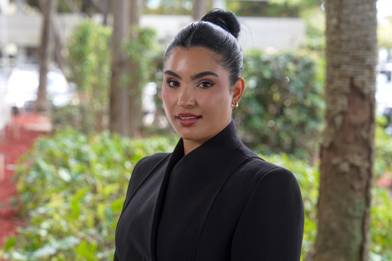 Venezuelan beauty influencer and entrepreneur Roccibel Volpicella, better known on social media as Roccibella, poses during an interview with EFE this Tuesday in Miami, USA. Roccibella affirms that it is still possible to pursue 