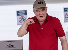 Peruvian Rafael López Aliaga claims fraud in election! Rafael López Aliaga, the Popular Renewal Party's presidential candidate in Peru, reacts after voting in Lima on Sunday. Apr. 12, 2026. EFE/ John Reyes Mejia